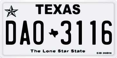 TX license plate DAO3116