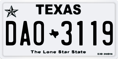 TX license plate DAO3119
