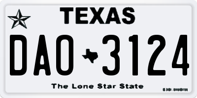TX license plate DAO3124