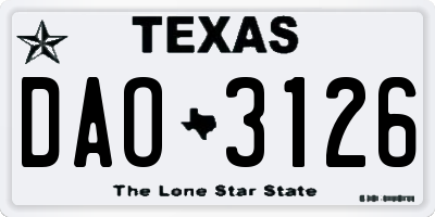 TX license plate DAO3126
