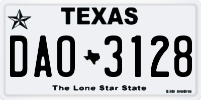 TX license plate DAO3128