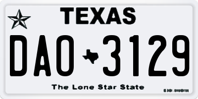 TX license plate DAO3129
