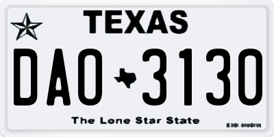 TX license plate DAO3130