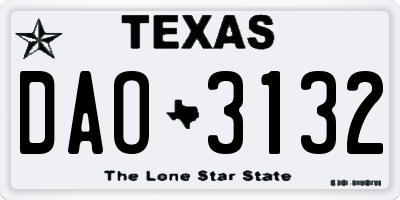 TX license plate DAO3132