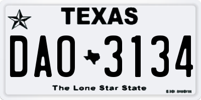 TX license plate DAO3134