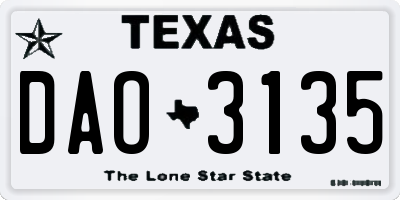 TX license plate DAO3135