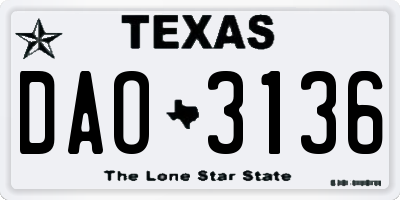 TX license plate DAO3136