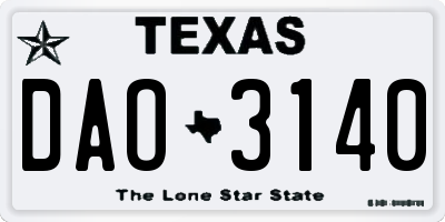 TX license plate DAO3140