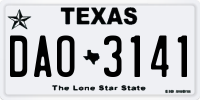 TX license plate DAO3141