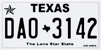 TX license plate DAO3142