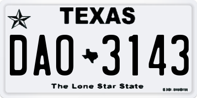 TX license plate DAO3143