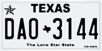 TX license plate DAO3144
