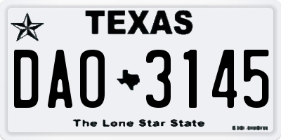 TX license plate DAO3145
