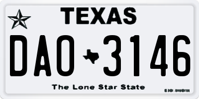 TX license plate DAO3146