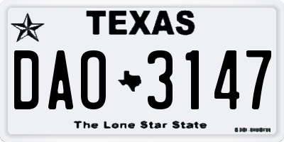 TX license plate DAO3147