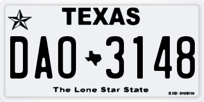 TX license plate DAO3148