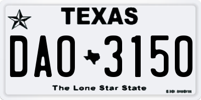 TX license plate DAO3150