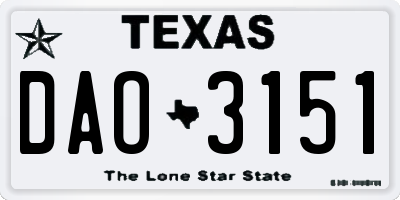 TX license plate DAO3151