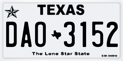 TX license plate DAO3152