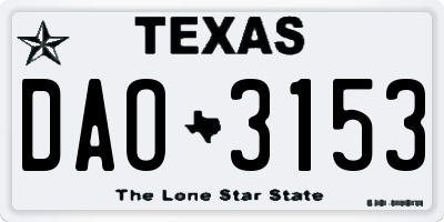 TX license plate DAO3153
