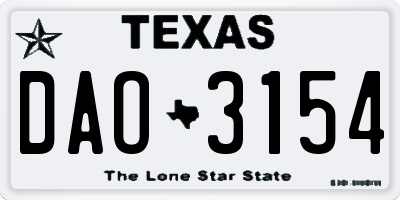 TX license plate DAO3154