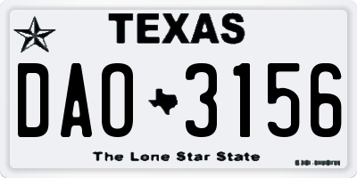 TX license plate DAO3156