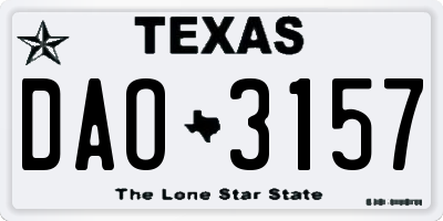 TX license plate DAO3157