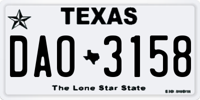 TX license plate DAO3158