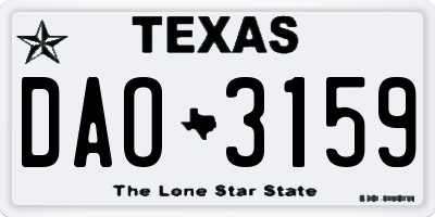 TX license plate DAO3159
