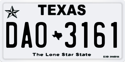 TX license plate DAO3161