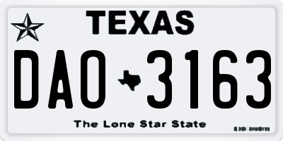 TX license plate DAO3163