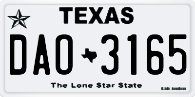 TX license plate DAO3165