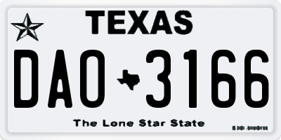 TX license plate DAO3166