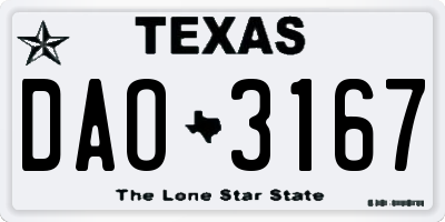 TX license plate DAO3167