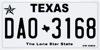 TX license plate DAO3168