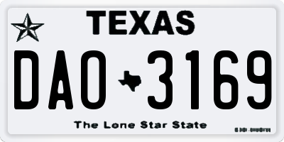 TX license plate DAO3169