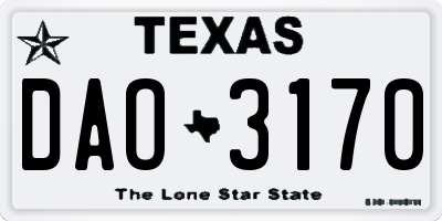 TX license plate DAO3170