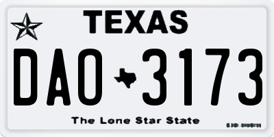 TX license plate DAO3173