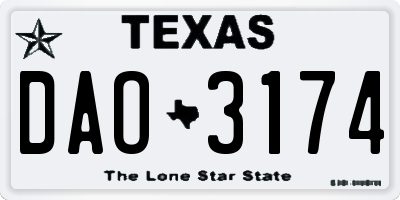 TX license plate DAO3174
