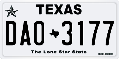 TX license plate DAO3177