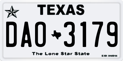 TX license plate DAO3179