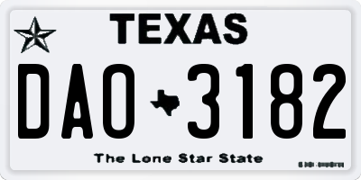TX license plate DAO3182