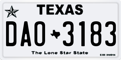 TX license plate DAO3183