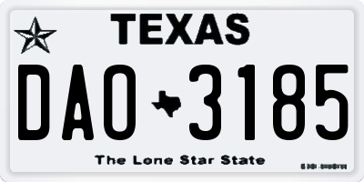 TX license plate DAO3185