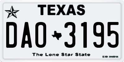 TX license plate DAO3195