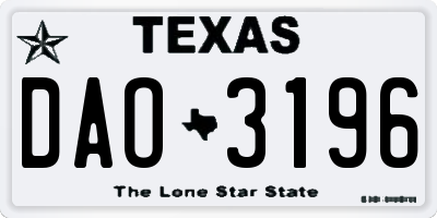 TX license plate DAO3196
