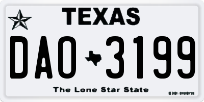 TX license plate DAO3199