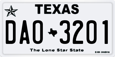 TX license plate DAO3201