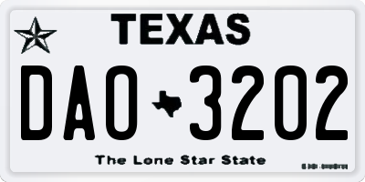 TX license plate DAO3202