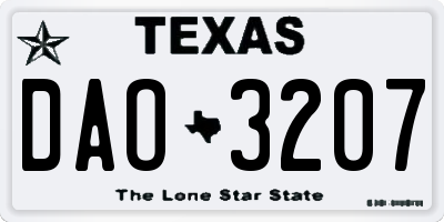 TX license plate DAO3207